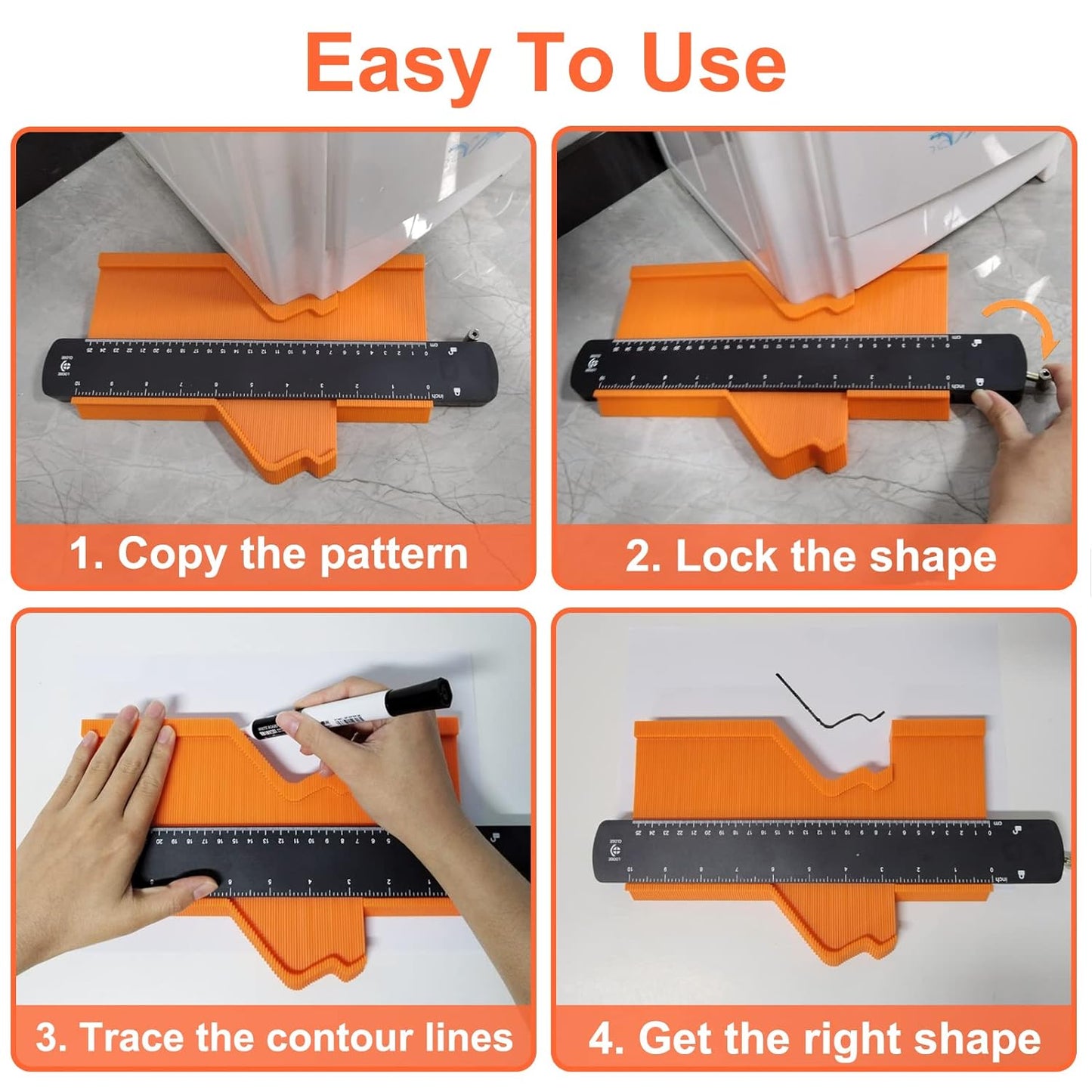 10 Inch Contour Gauge Profile Tool with Lock - Shape and Outline Duplicator for Woodworking, Flooring, Carpenter - Super Gauge Measuring Tool for Construction - Cool Gift Idea