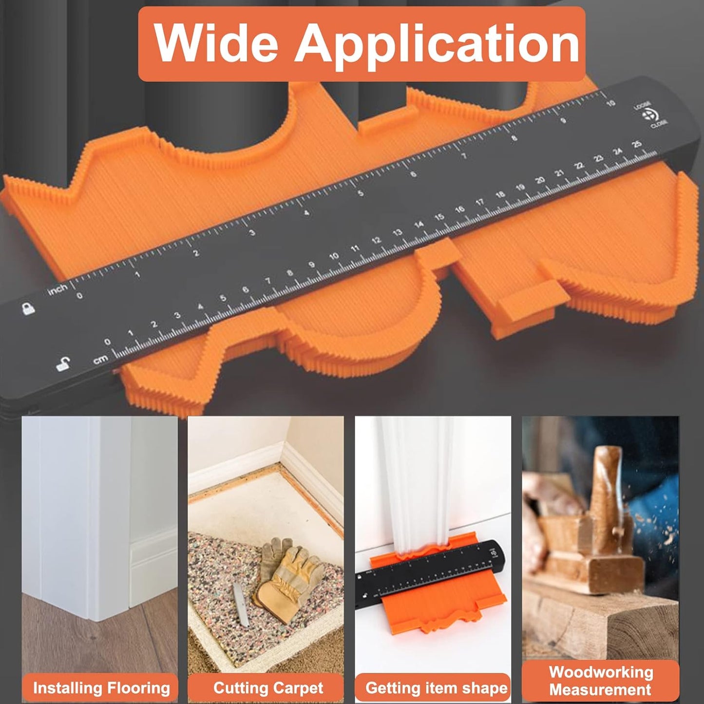 10 Inch Contour Gauge Profile Tool with Lock - Shape and Outline Duplicator for Woodworking, Flooring, Carpenter - Super Gauge Measuring Tool for Construction - Cool Gift Idea