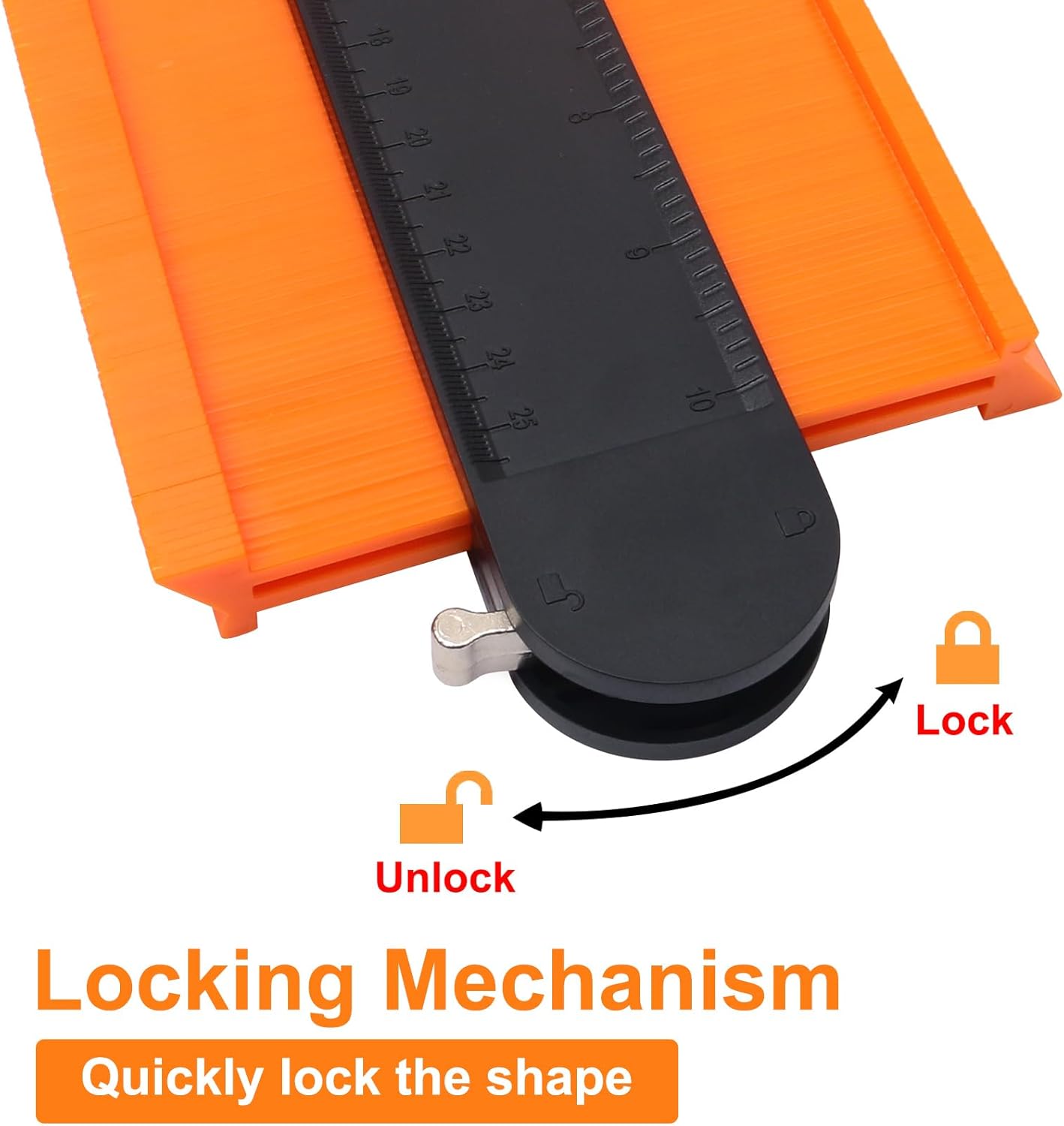 10 Inch Contour Gauge Profile Tool with Lock for Woodworking - MECHEER Super Gauge Shape and Outline Duplicator