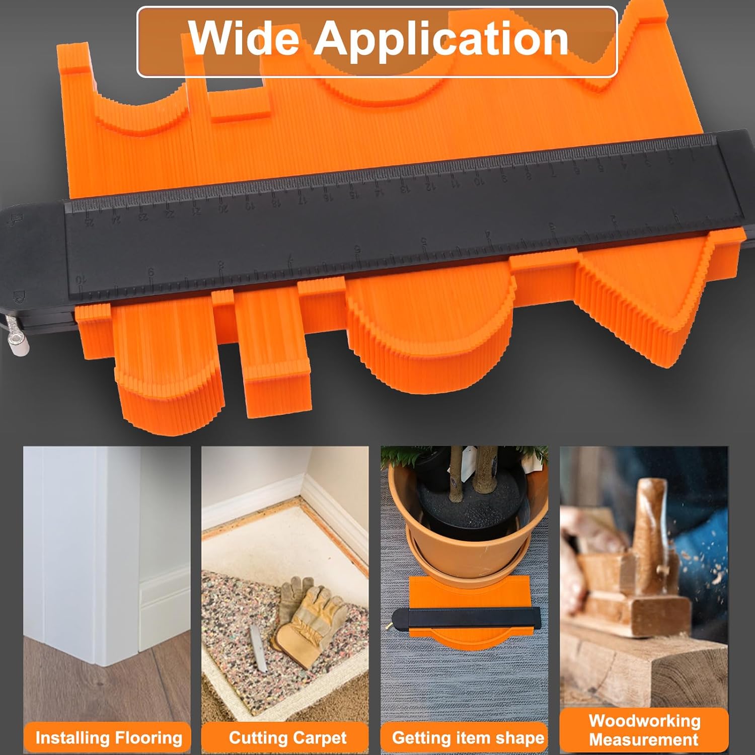 10 Inch Contour Gauge Profile Tool with Lock for Woodworking - MECHEER Super Gauge Shape and Outline Duplicator