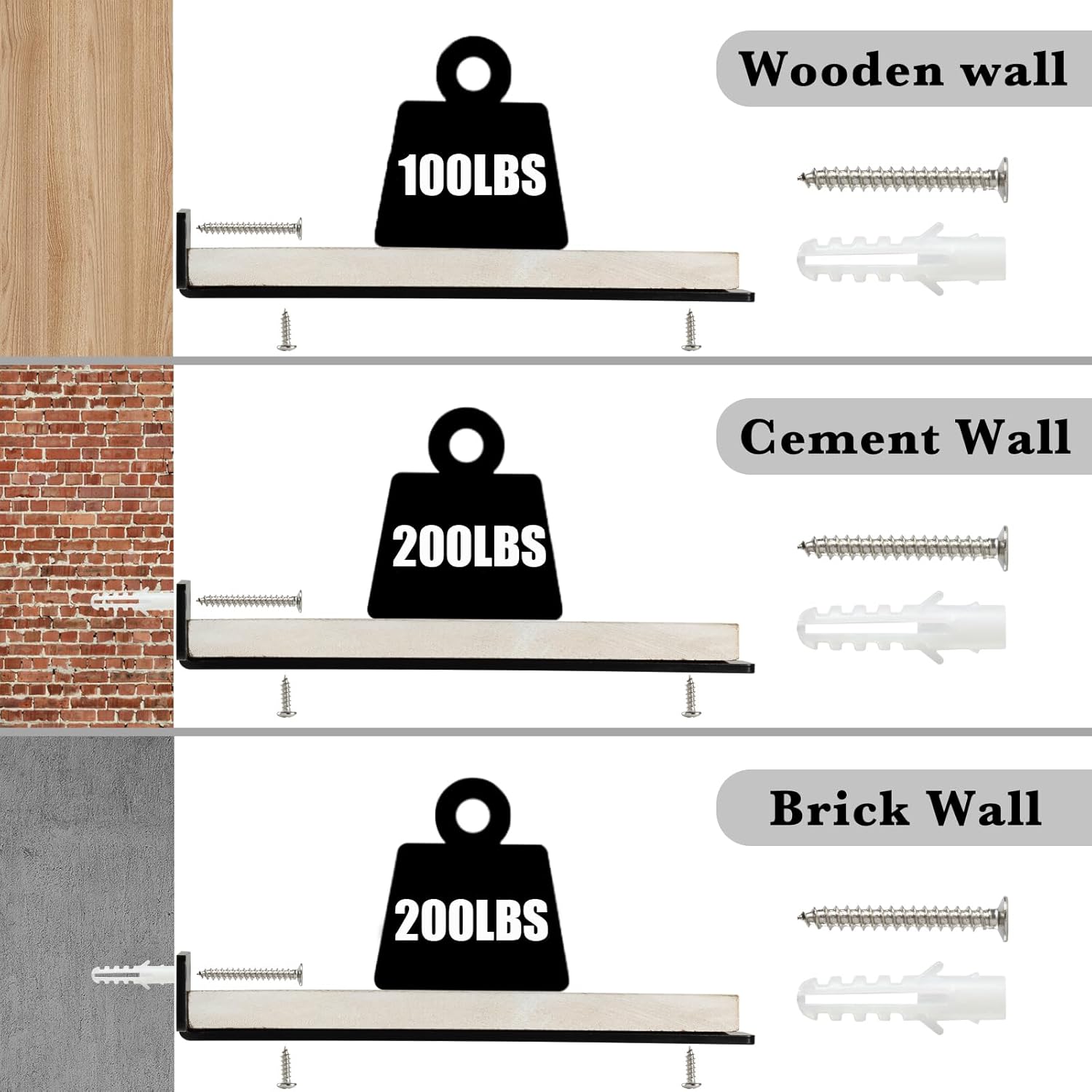 10 Inch Heavy Duty Black L Shaped Floating Shelf Bracket 2 Pack for Shelves - 10”L x 1.6”H x 1.6”W