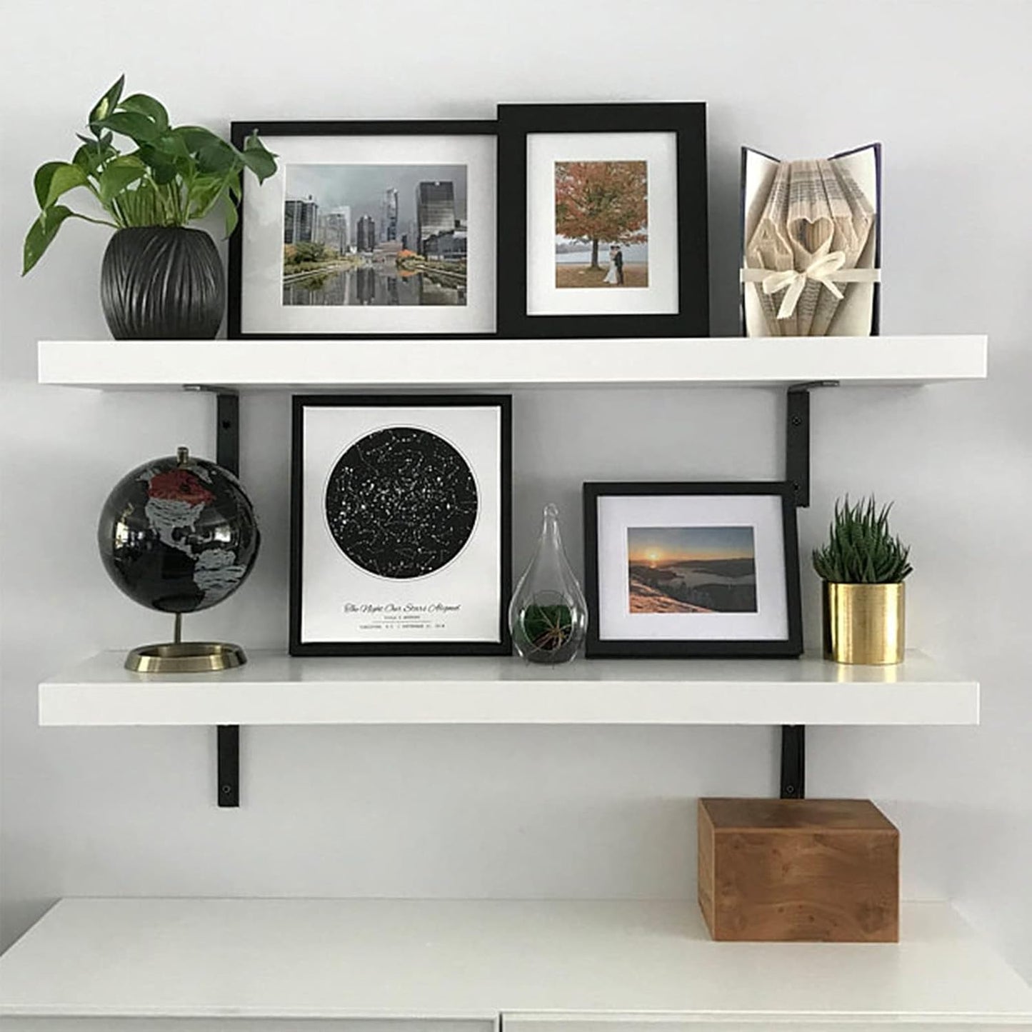 10 Inch Heavy Duty Black Metal Shelf Brackets (8PCS) - Rustic Industrial L Brackets for DIY Shelves - Wall Mount Hardware Included