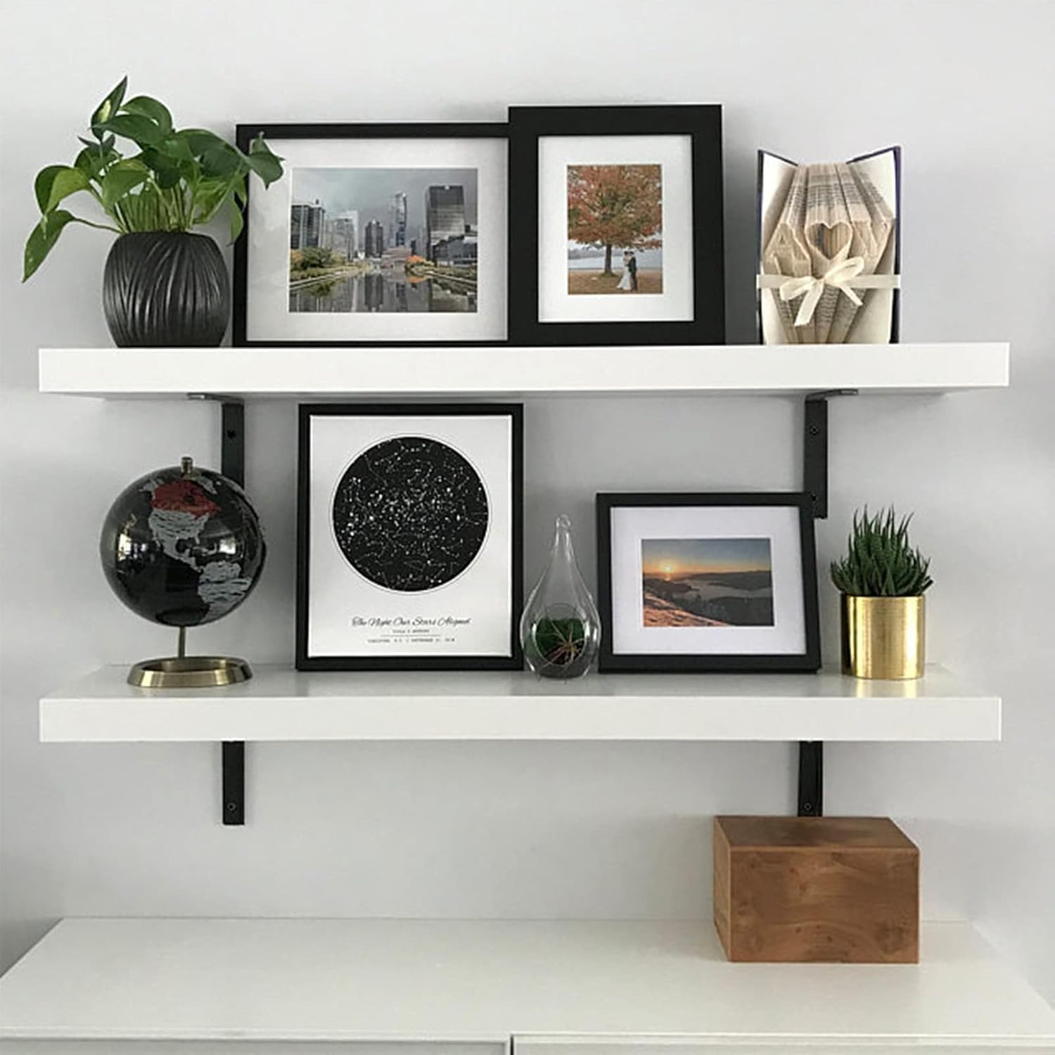 10 Inch Heavy Duty Black Metal Shelf Brackets (8PCS) - Rustic Industrial L Brackets for DIY Shelves - Wall Mount Hardware Included