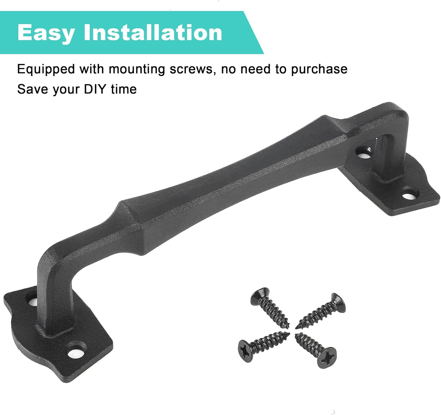 10 Inch Heavy Duty Rustic Sliding Barn Door Handles | Square Solid Metal, Matte Black Finish | Ideal for DIY Barn Doors, Gates, Sheds, Garages
