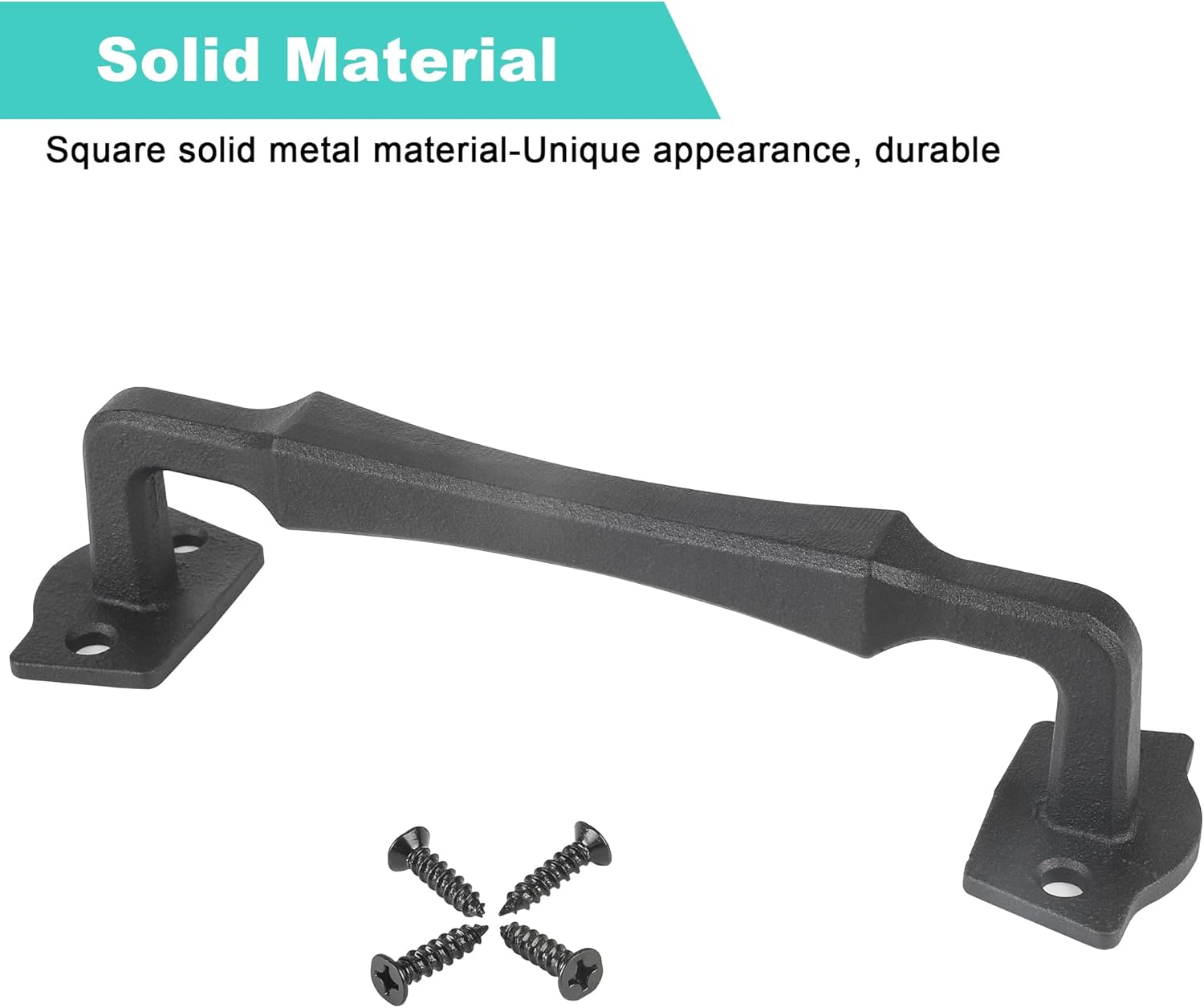 10 Inch Heavy Duty Rustic Sliding Barn Door Handles | Square Solid Metal, Matte Black Finish | Ideal for DIY Barn Doors, Gates, Sheds, Garages
