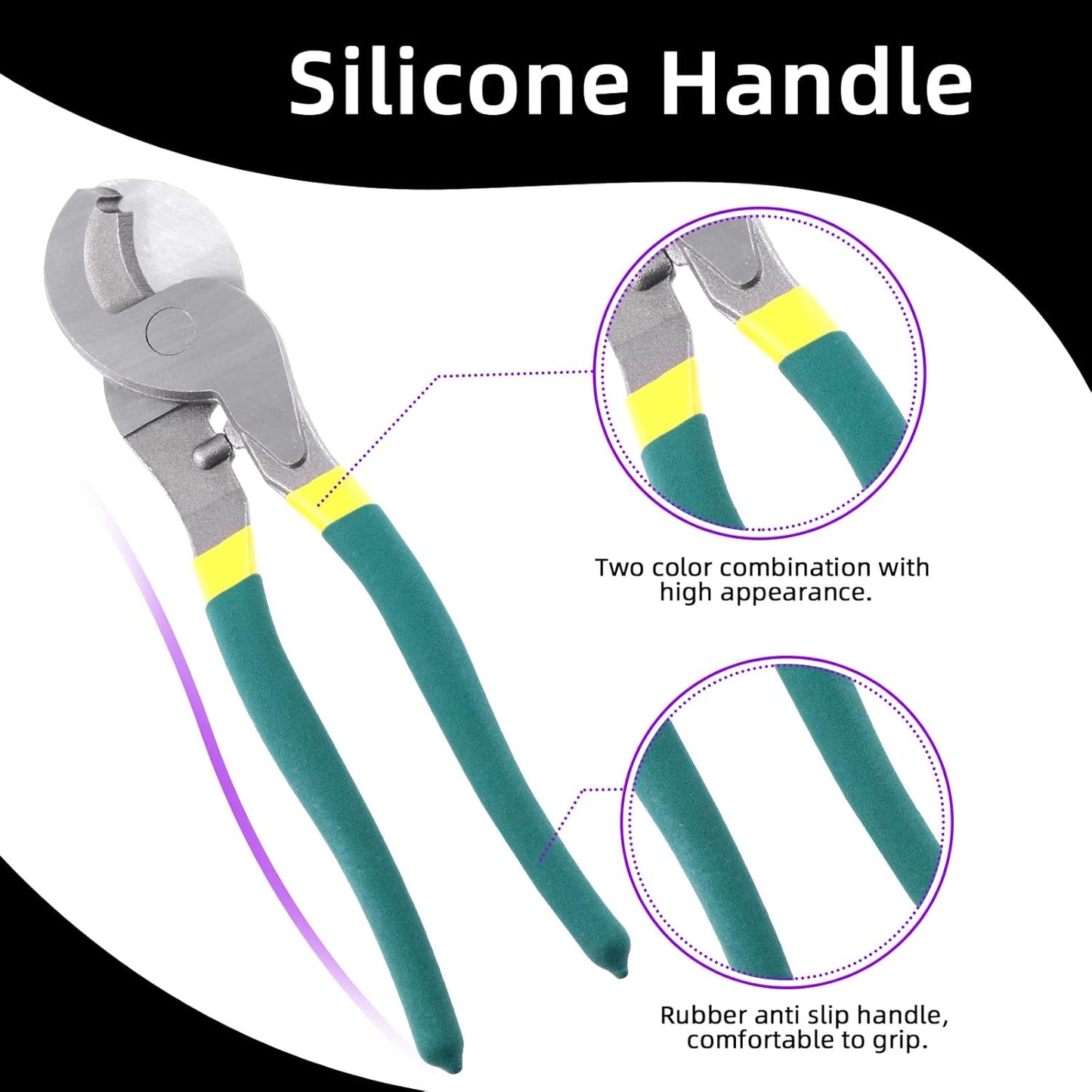 10 Inch Heavy Duty Stainless Steel Cable Cutters for Aluminum, Copper, Wire - High Leverage Wire Rope Cutter - Swpeet Wire Cutter for Communications Cable - 1PCS