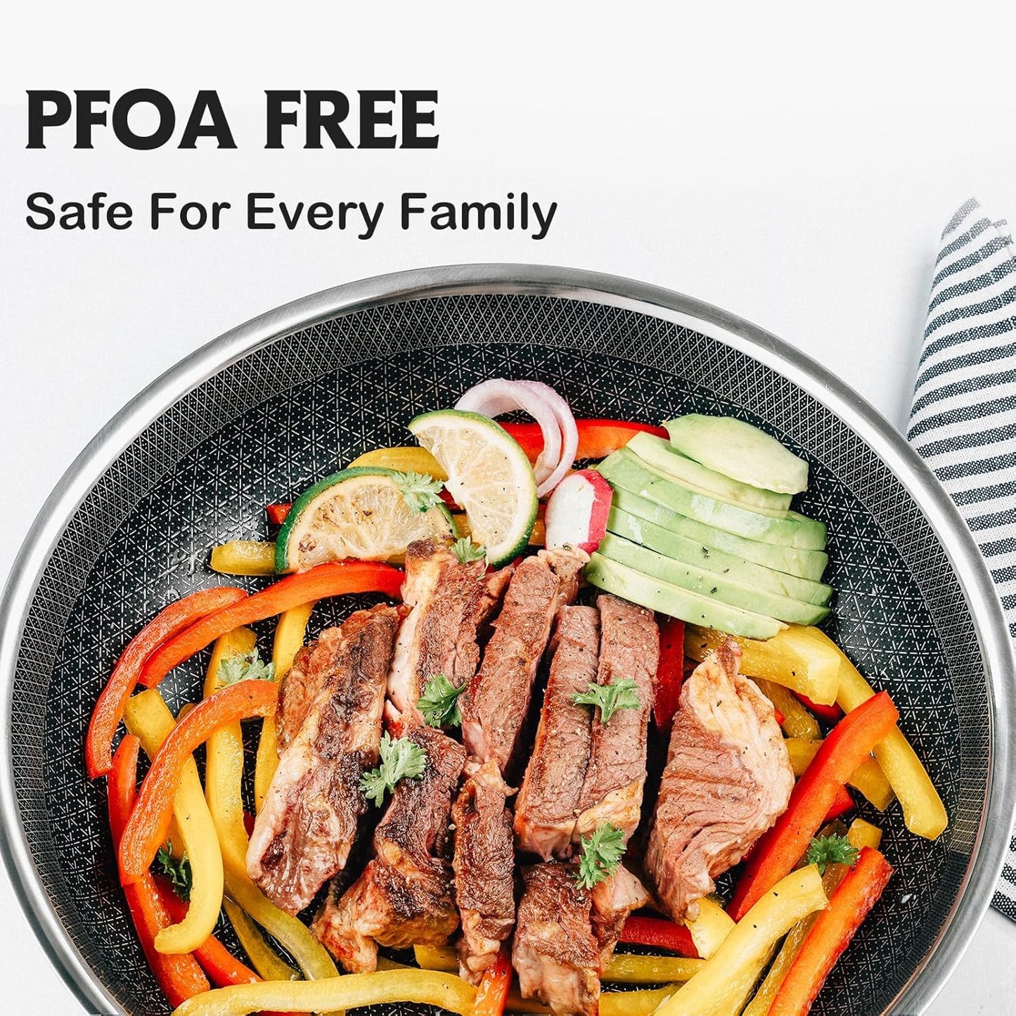 10 Inch Hybrid Non Stick Stainless Steel Frying Pan with Lid - Safe for Dishwasher, Induction, Oven, and Broiler - PFOA Free Chef's Cookware