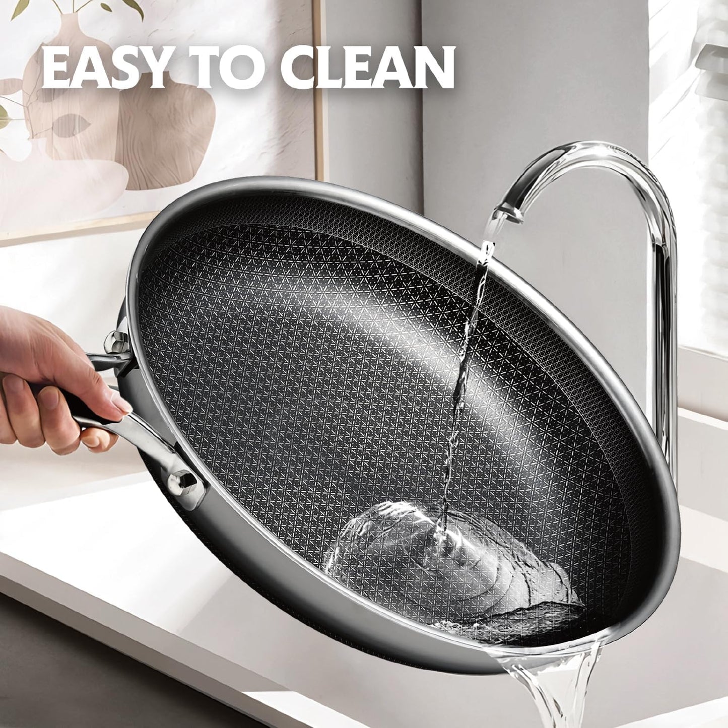 10 Inch Hybrid Non Stick Stainless Steel Frying Pan with Lid - Safe for Dishwasher, Induction, Oven, and Broiler - PFOA Free Chef's Cookware