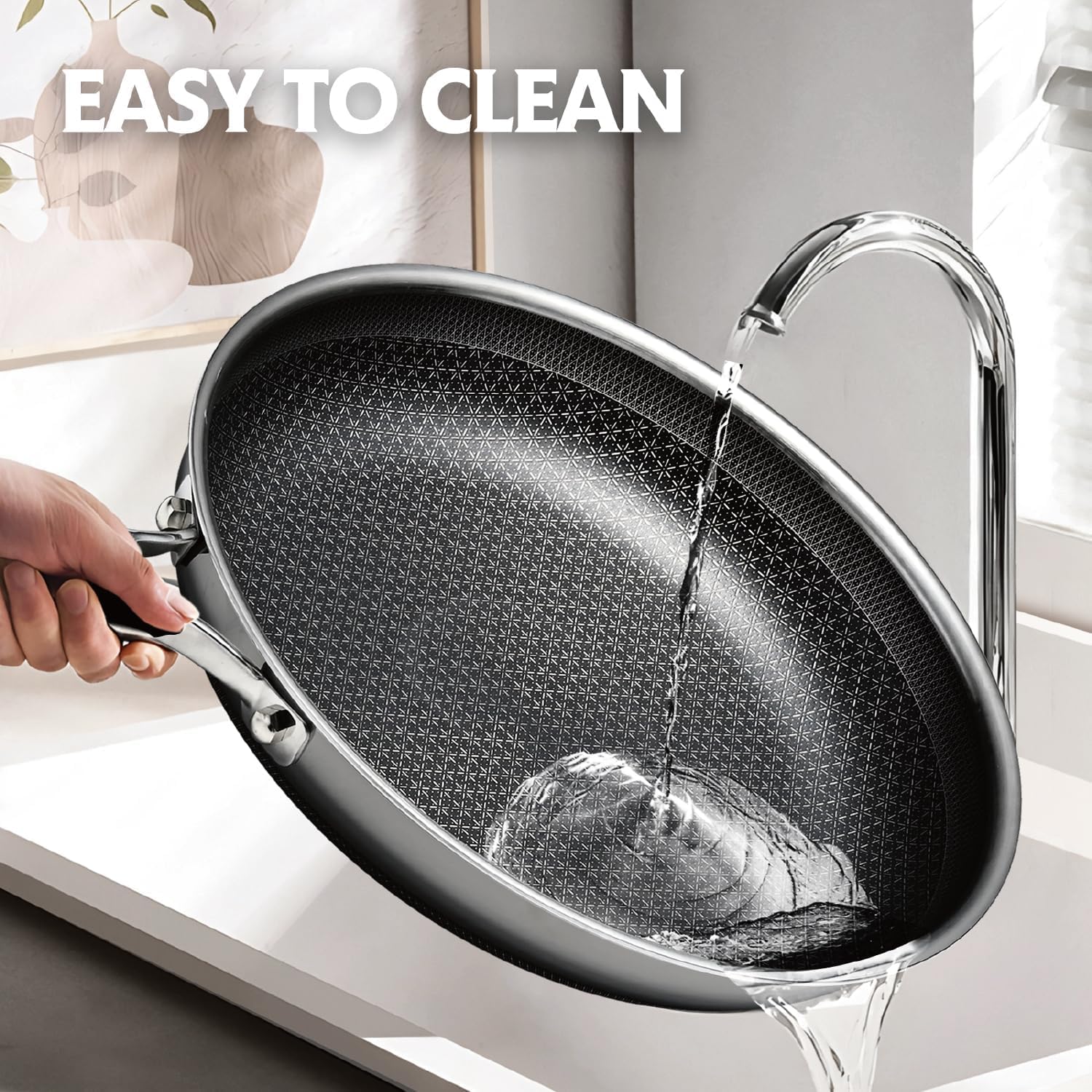 10 Inch Hybrid Non Stick Stainless Steel Frying Pan with Lid - Safe for Dishwasher, Induction, Oven, and Broiler - PFOA Free Chef's Cookware