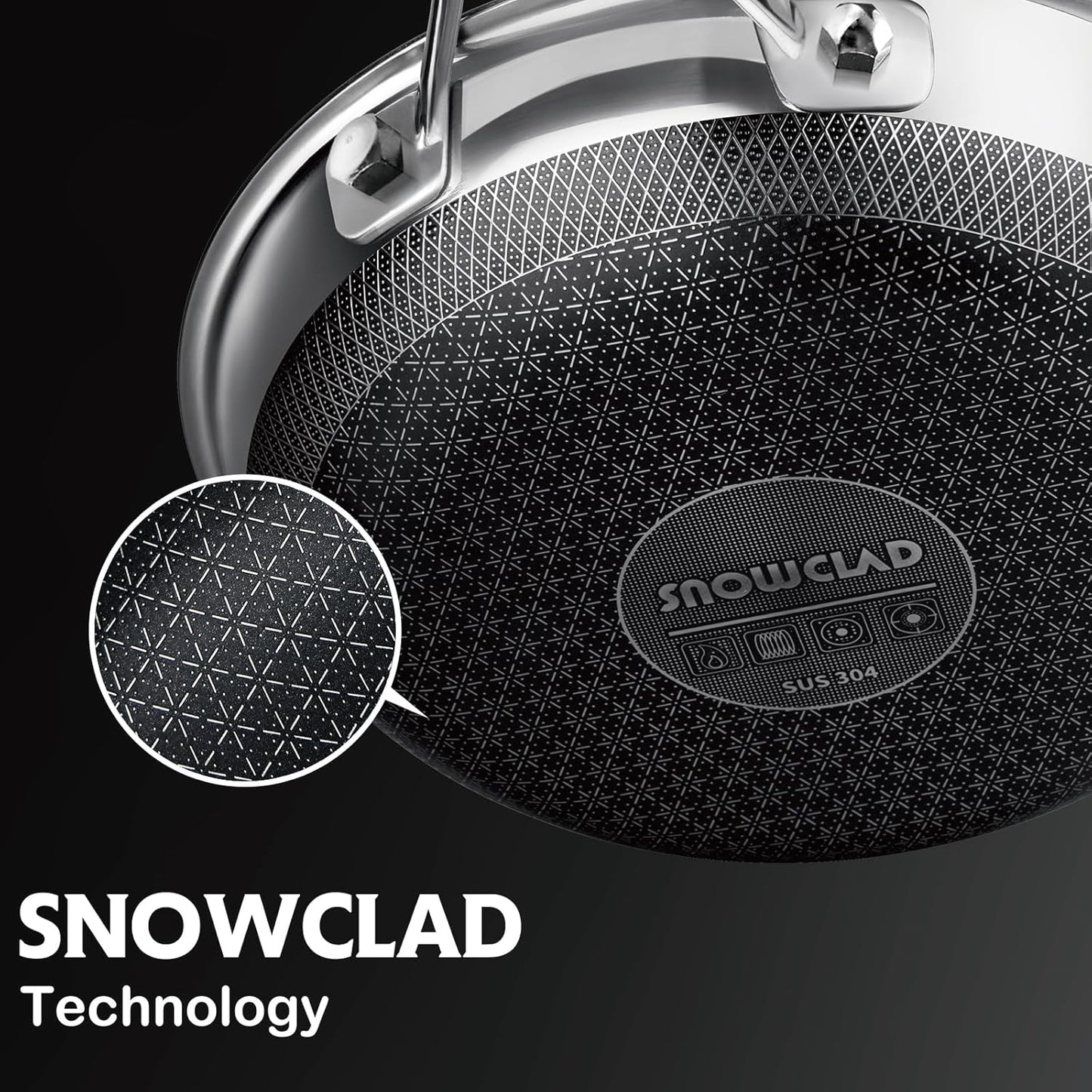 10 Inch Hybrid Non Stick Stainless Steel Frying Pan with Lid - Safe for Dishwasher, Induction, Oven, and Broiler - PFOA Free Chef's Cookware