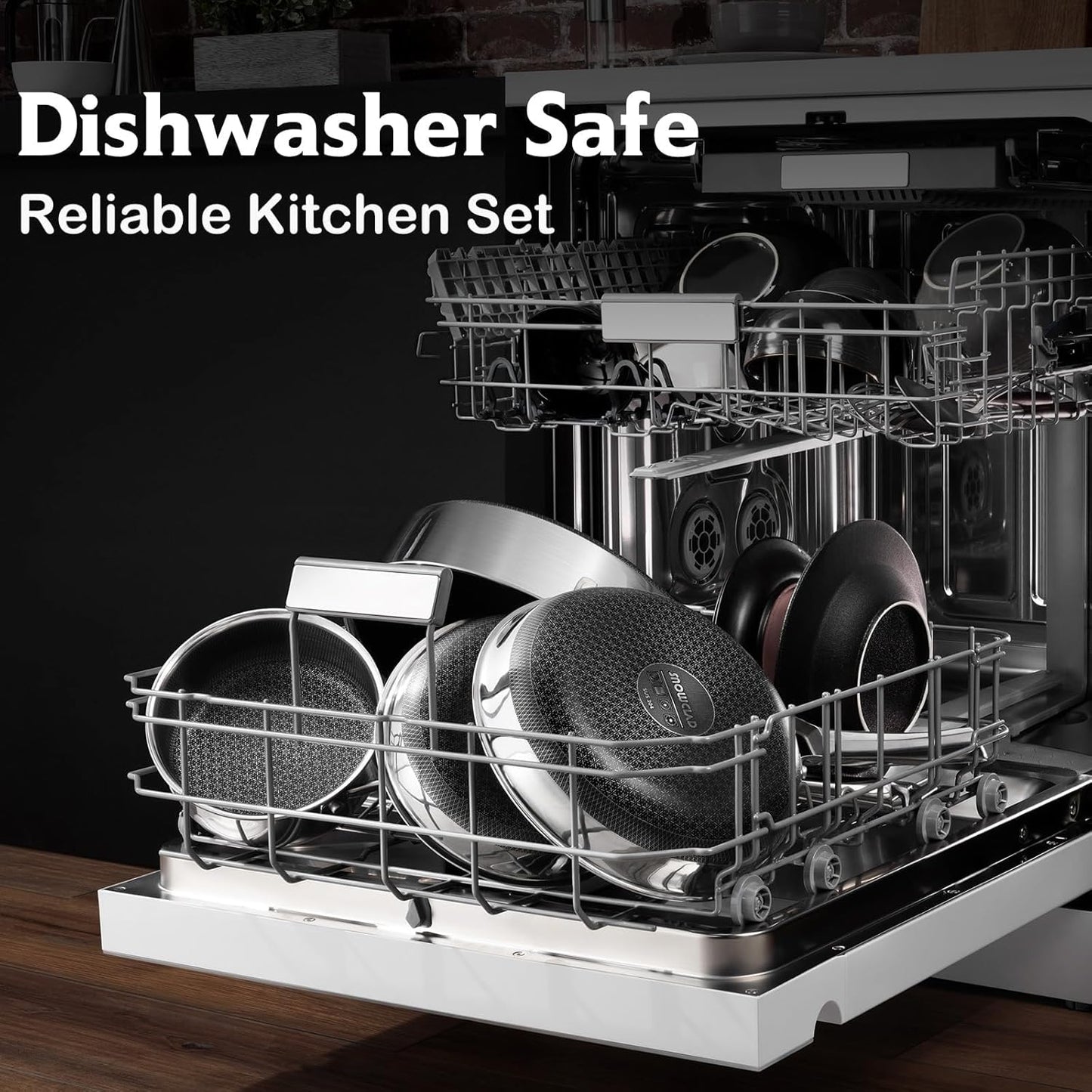 10 Inch Hybrid Non Stick Stainless Steel Frying Pan with Lid - Safe for Dishwasher, Induction, Oven, and Broiler - PFOA Free Chef's Cookware