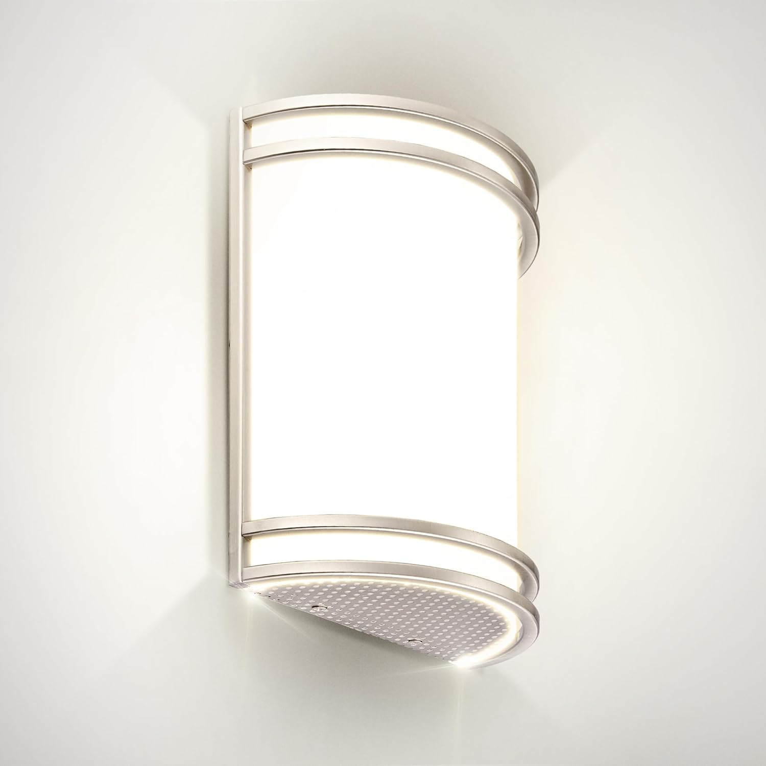 10 Inch LED Indoor Wall Sconce Light Fixture - Modern Brushed Nickel Finish - Adjustable Color Temperature - Half Cylinder Design - ETL & Energy Star Certified