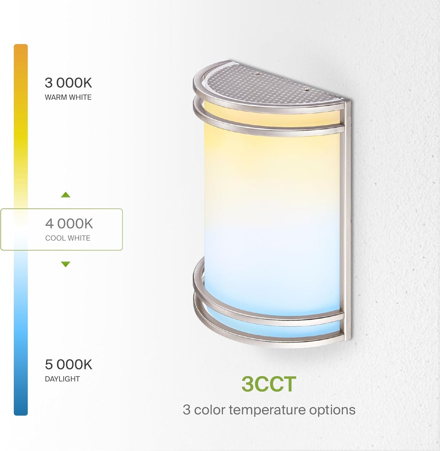 10 Inch LED Indoor Wall Sconce Light Fixture - Modern Brushed Nickel Finish - Adjustable Color Temperature - Half Cylinder Design - ETL & Energy Star Certified