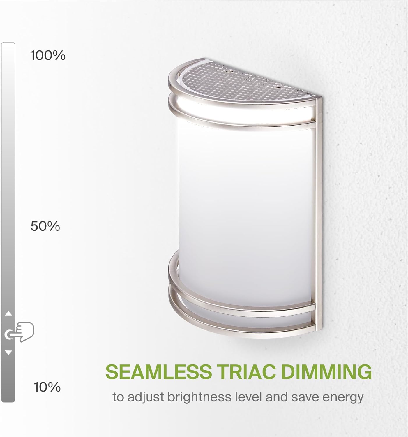 10 Inch LED Indoor Wall Sconce Light Fixture - Modern Brushed Nickel Finish - Adjustable Color Temperature - Half Cylinder Design - ETL & Energy Star Certified