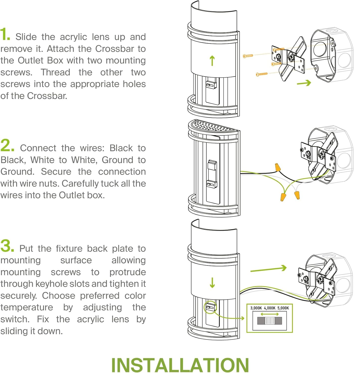 10 Inch LED Indoor Wall Sconce Light Fixture - Modern Brushed Nickel Finish - Adjustable Color Temperature - Half Cylinder Design - ETL & Energy Star Certified