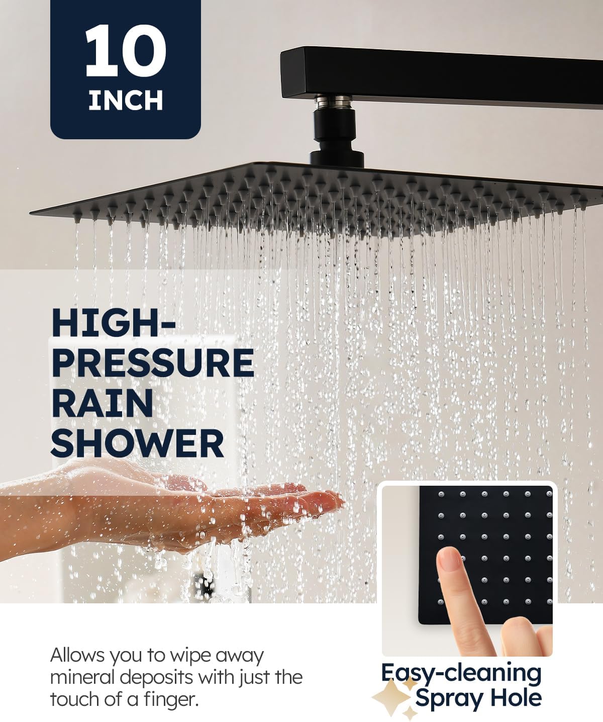 10 Inch Matte Black Shower System with Valve, Rainfall Shower Head and Handheld Combo Kit - Bathroom Wall Mounted Fixtures by Arofa