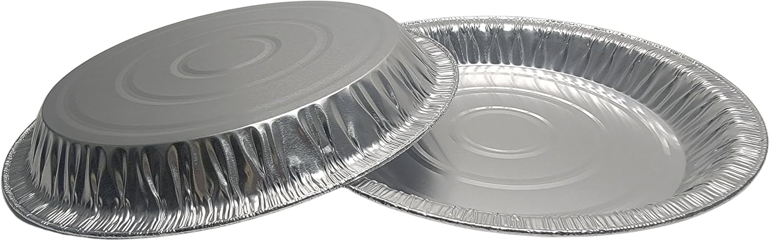 10 Inch Medium Depth Disposable Pie Pans - Sturdy Aluminum Pie Tins for Baking Pies & Desserts
