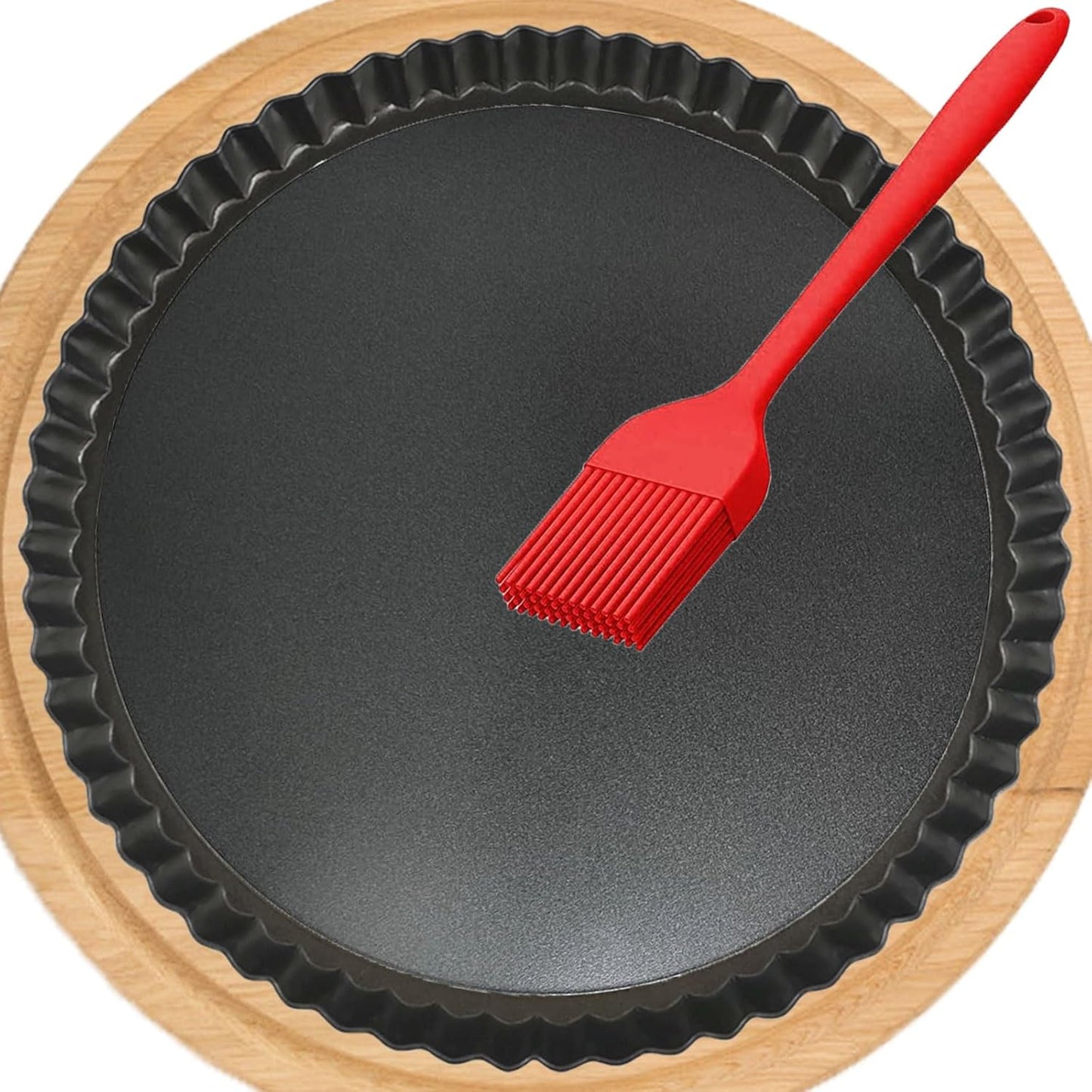 10 Inch Non-stick Fluted Tart Pan with Removable Bottom for Christmas Dessert Baking - Heavy Duty Carbon Steel Pie Pan for Mousse Cakes (1pc)