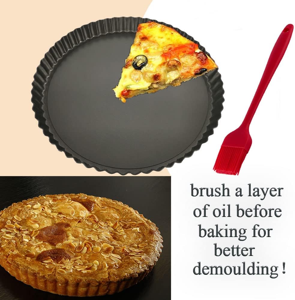 10 Inch Non-stick Fluted Tart Pan with Removable Bottom for Christmas Dessert Baking - Heavy Duty Carbon Steel Pie Pan for Mousse Cakes (1pc)
