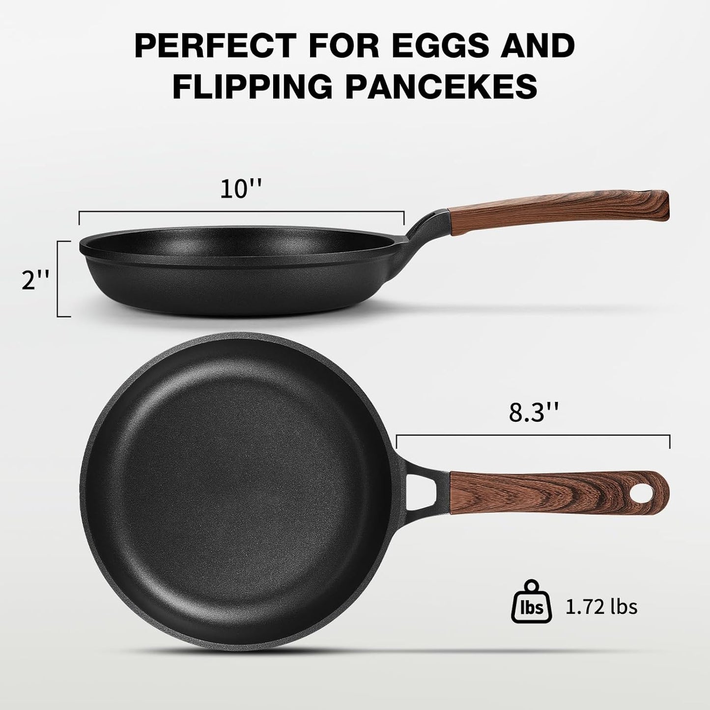 10 Inch Nonstick Frying Pan for All Stovetops - PFOA Free Skillet Omelette Cookware