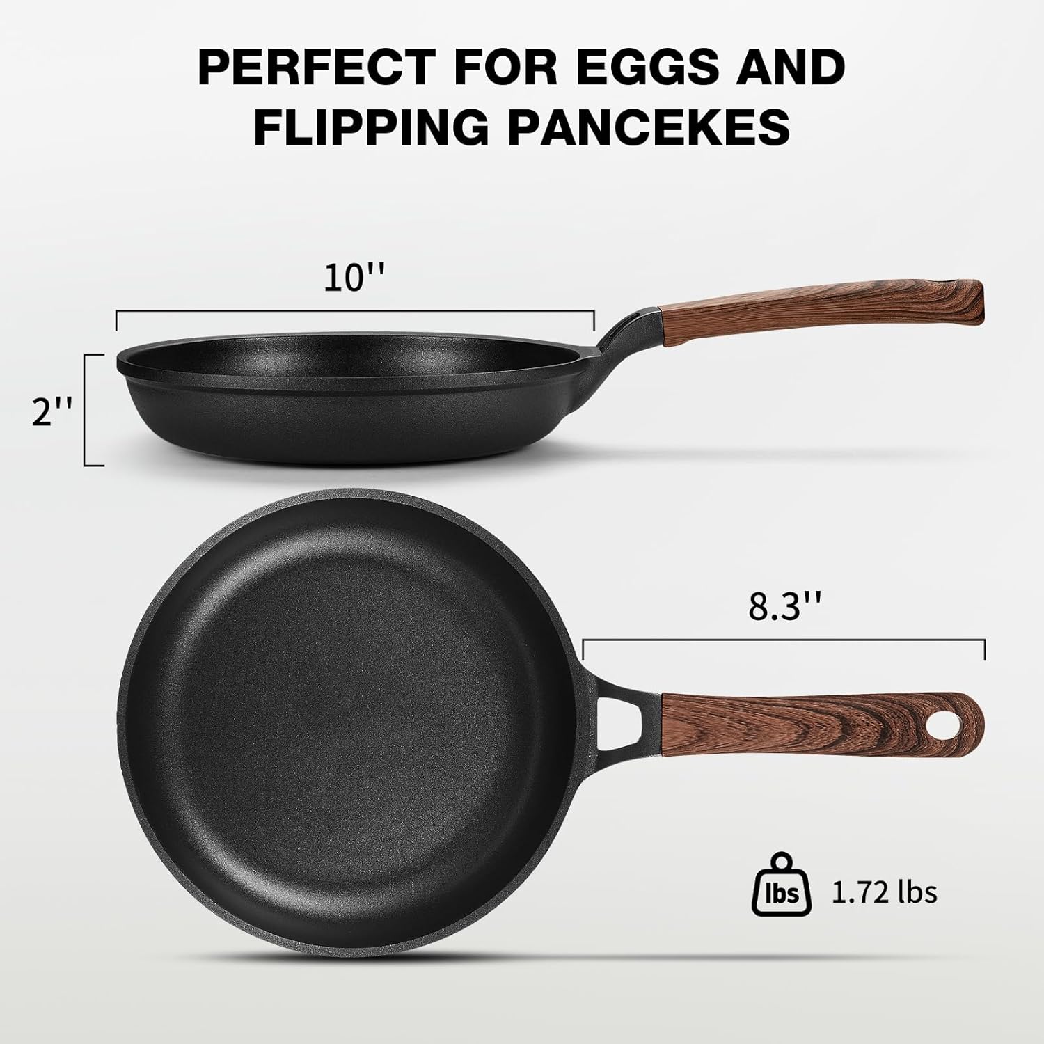 10 Inch Nonstick Frying Pan for All Stovetops - PFOA Free Skillet Omelette Cookware