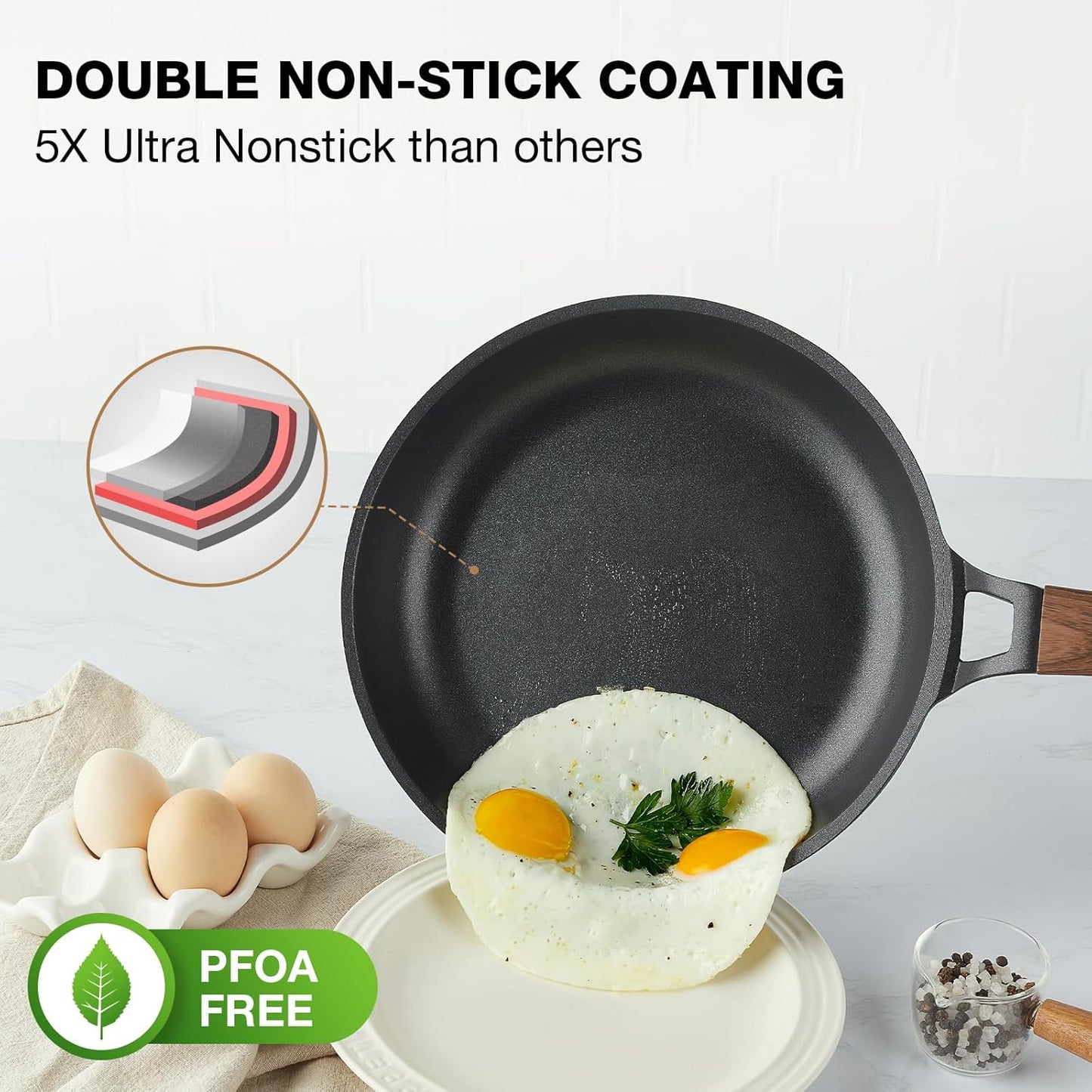 10 Inch Nonstick Frying Pan for All Stovetops - PFOA Free Skillet Omelette Cookware
