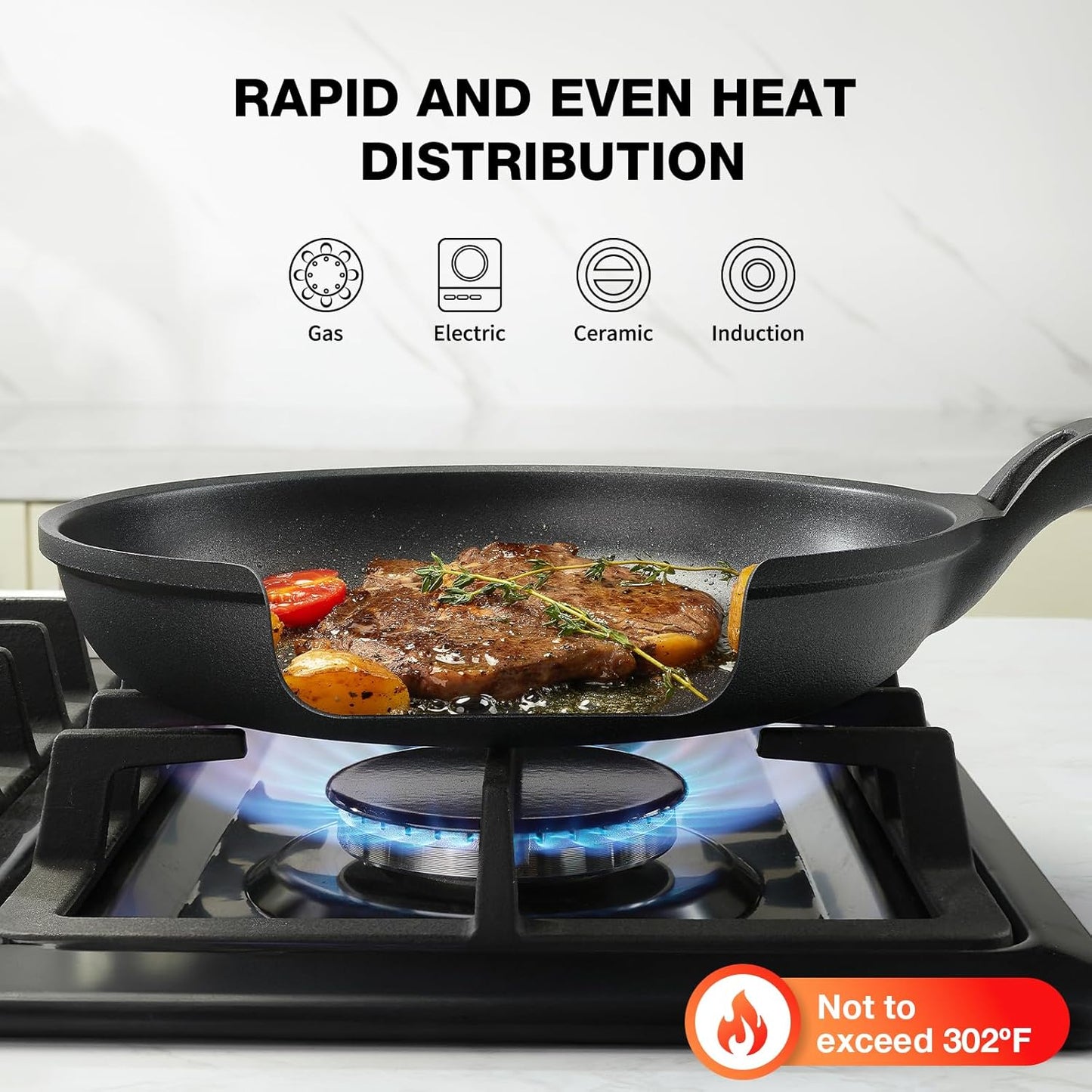 10 Inch Nonstick Frying Pan for All Stovetops - PFOA Free Skillet Omelette Cookware