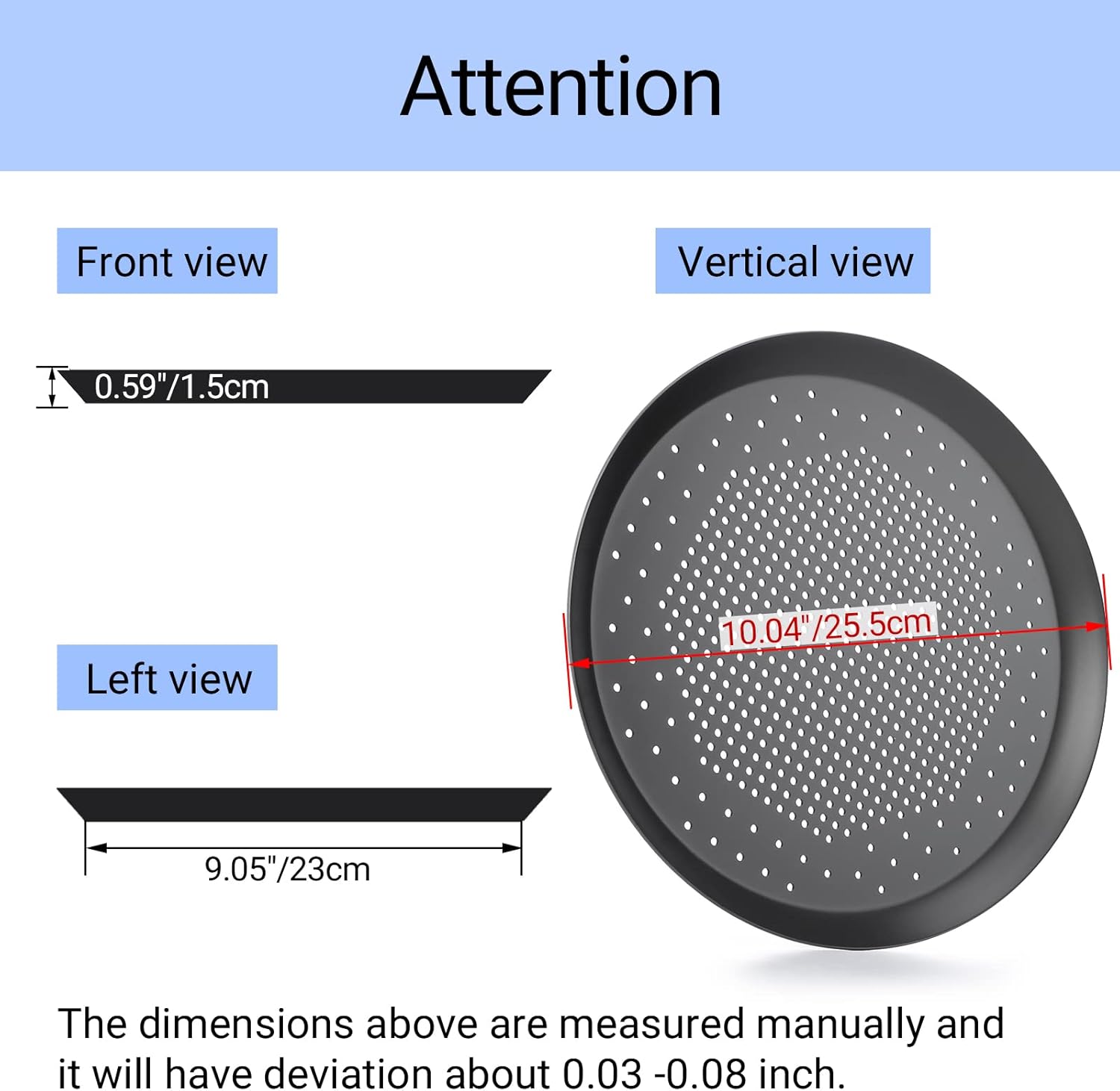 10 Inch Perforated Pizza Pan with Holes - Aluminum Alloy Round Vented Pizza Crisper Pan for Oven - Pizza Baking Tray for Home Kitchen
