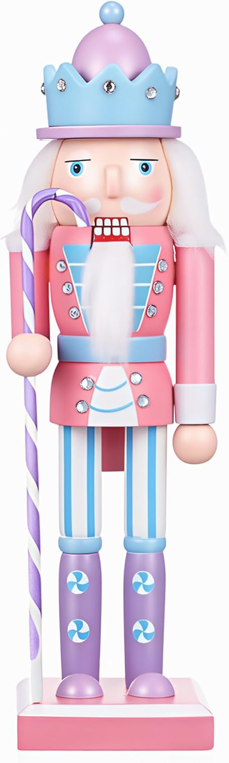 10 Inch Pink Nutcracker Christmas Decor for Tree and Outdoor Display - Festive Nutcracker Stuffy in Pink for Christmas Decorations