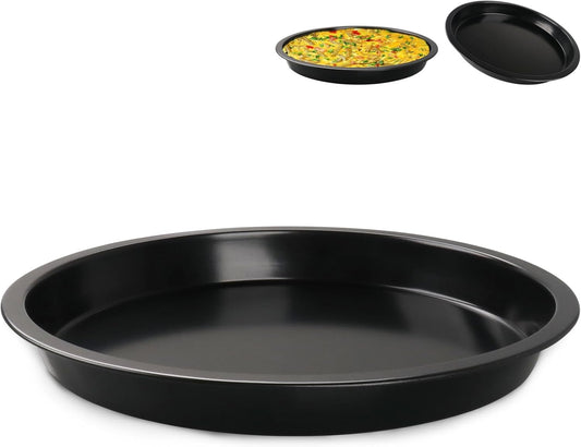 10 Inch Round Non-Stick Carbon Steel Pizza Pan for Baking, Roasting, and Serving - Heavy Duty and Easy to Clean - Oven Safe