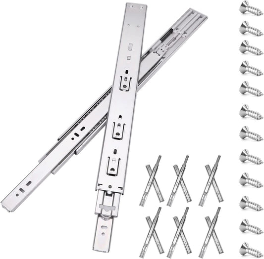 10 Inch Soft Close Drawer Slides - 6 Pairs (12pcs) Full Extension Ball Bearing - 3 Fold Side Mount - 100 LB Capacity - Silver