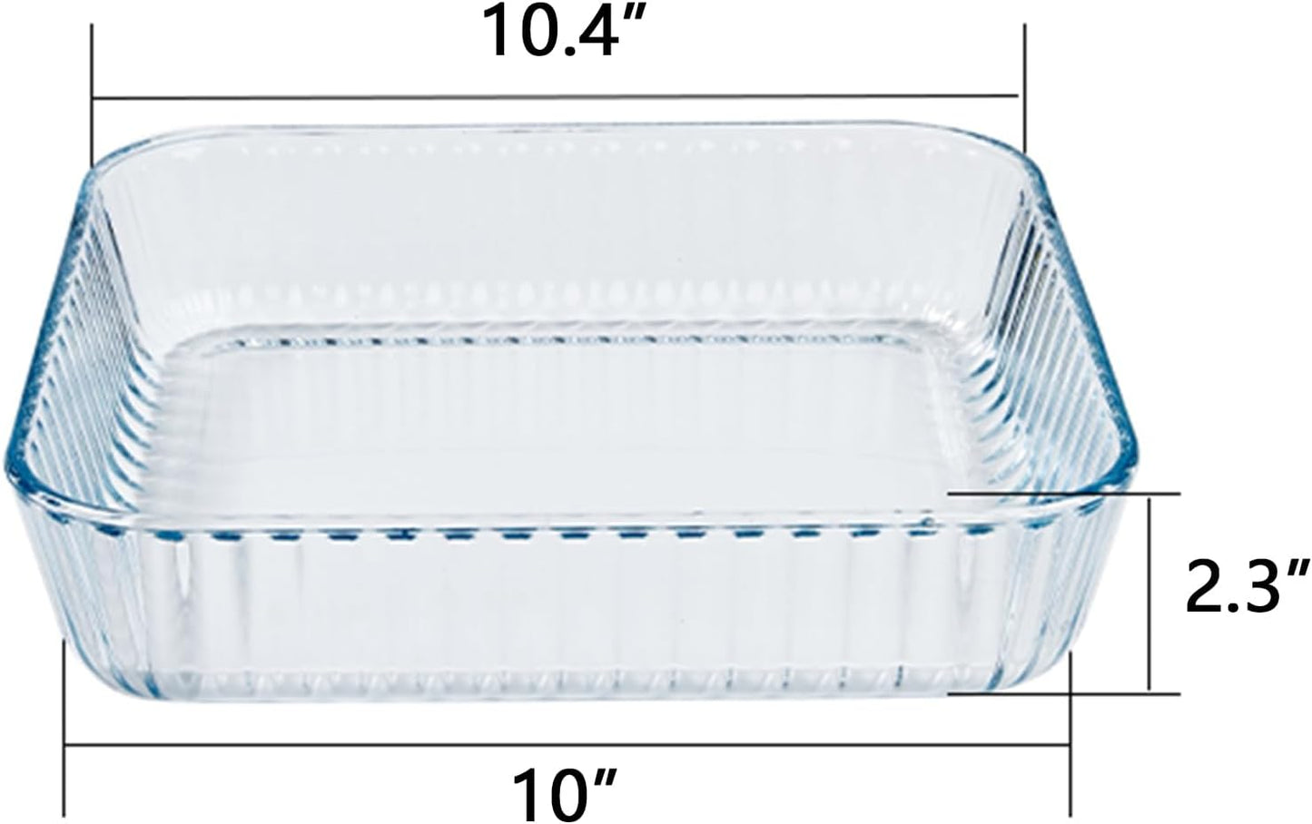 10 Inch Square Glass Deep Pie Dish - 2.6L Capacity - Clear & Durable Oven Baking Pan