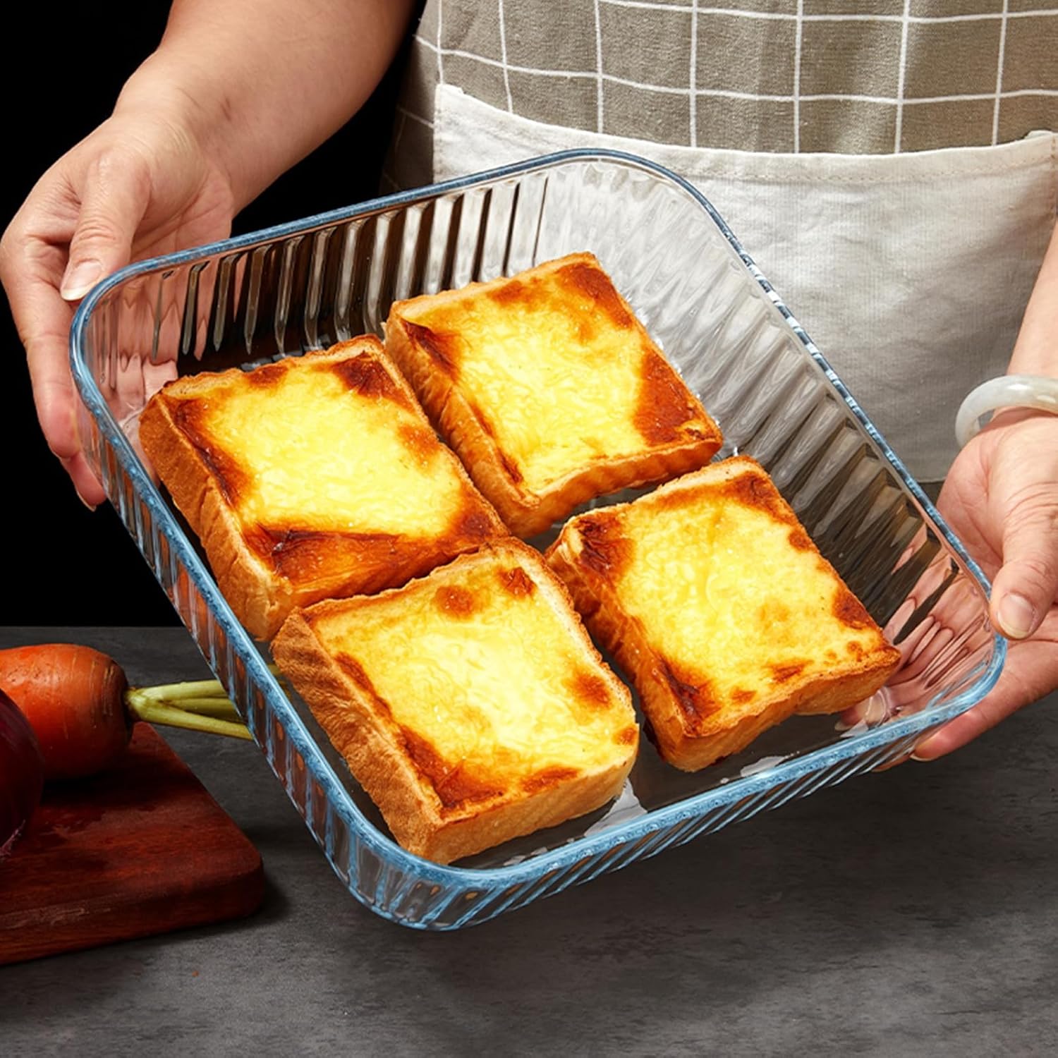 10 Inch Square Glass Deep Pie Dish - 2.6L Capacity - Clear & Durable Oven Baking Pan