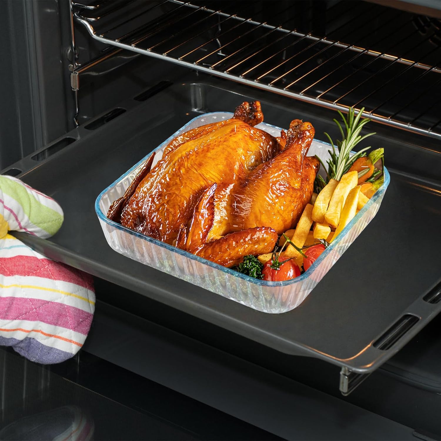 10 Inch Square Glass Deep Pie Dish - 2.6L Capacity - Clear & Durable Oven Baking Pan