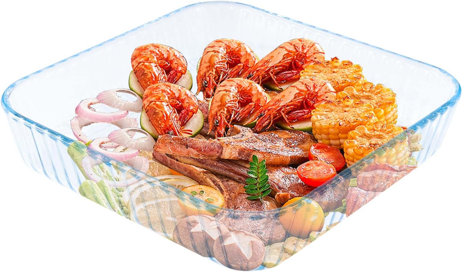 10 Inch Square Glass Deep Pie Dish - 2.6L Capacity - Clear & Durable Oven Baking Pan