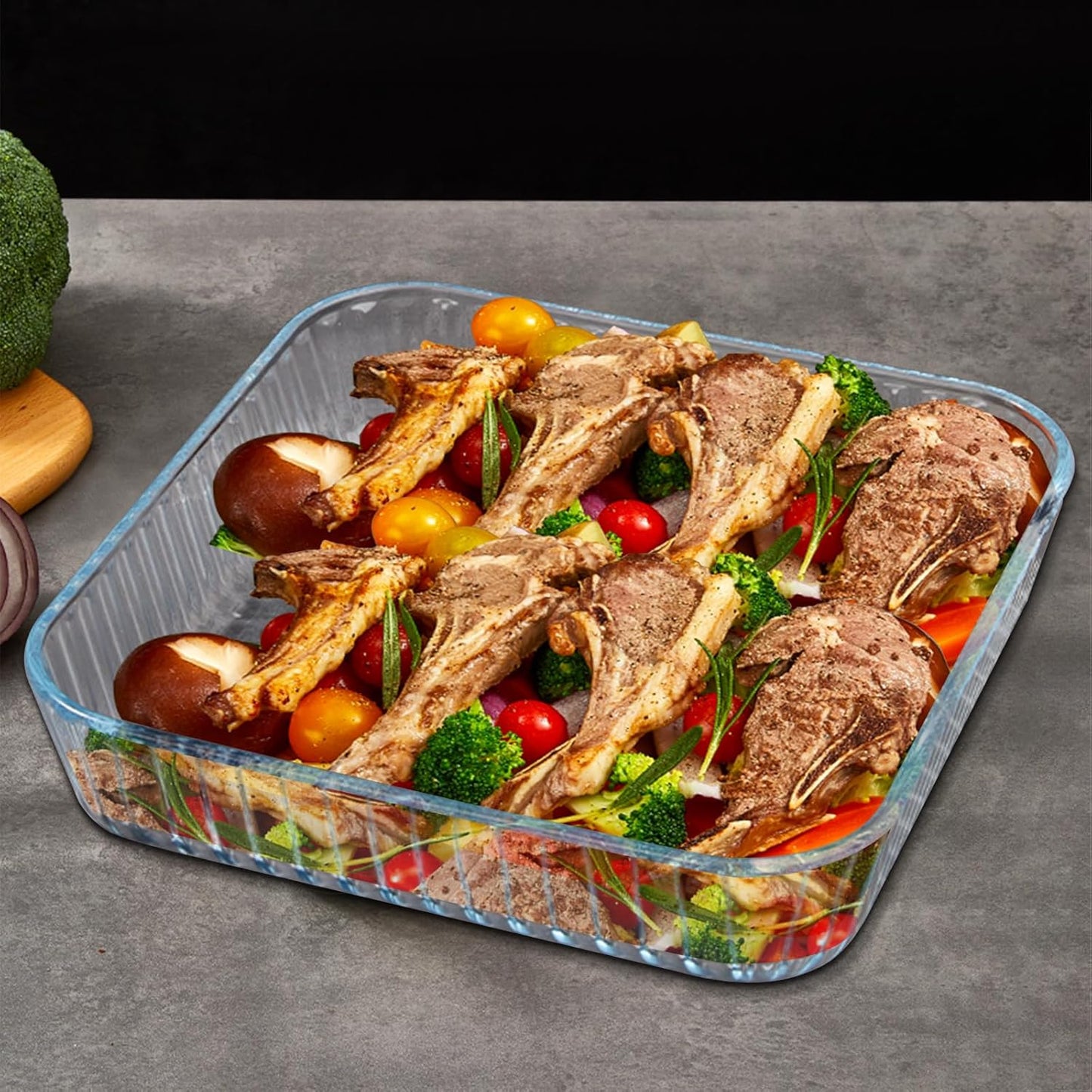 10 Inch Square Glass Deep Pie Dish - 2.6L Capacity - Clear & Durable Oven Baking Pan