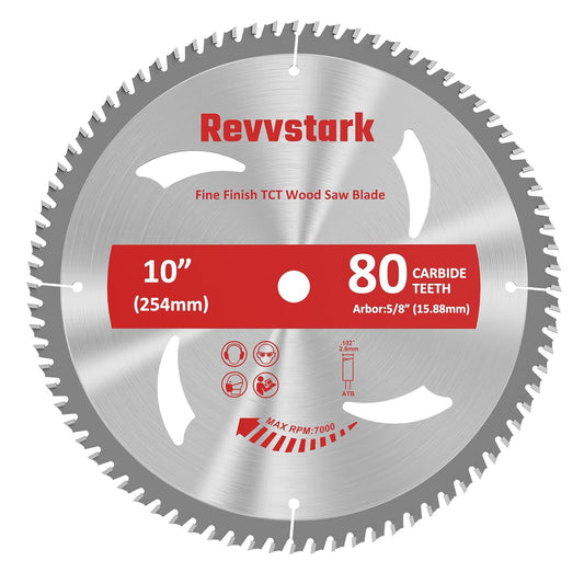 10 Inch TCT Circular Saw Blade 80T for Fine Wood Cutting, Fits Dewalt Ryobi Craftsman Table Saws