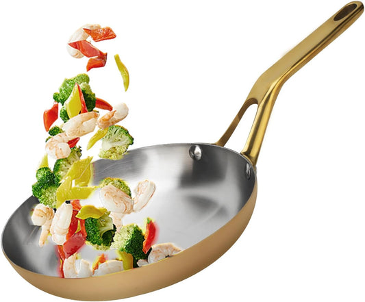 10 Inch Tri Ply Stainless Steel Frying Pan - Non Stick, Durable, Oven & Dishwasher Safe