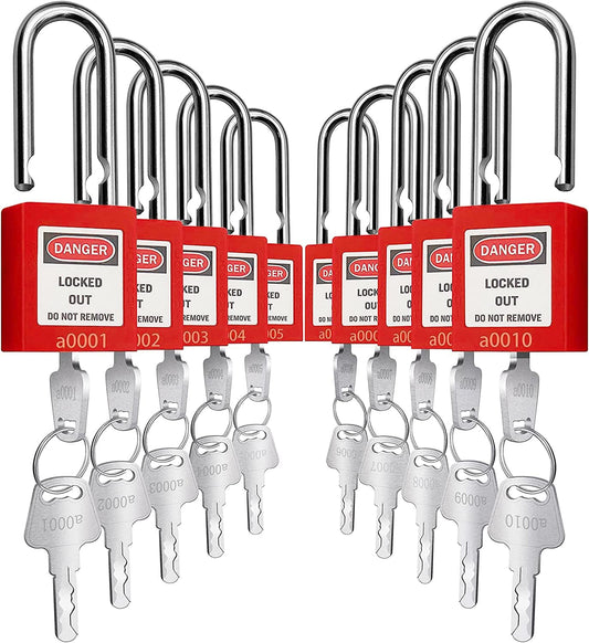 10 Keyed Alike SAFBY Lockout Tagout Padlocks for OSHA Loto Stations and Devices - WildKart