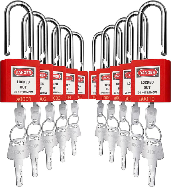 10 Keyed Alike SAFBY Lockout Tagout Padlocks for OSHA Loto Stations an ...