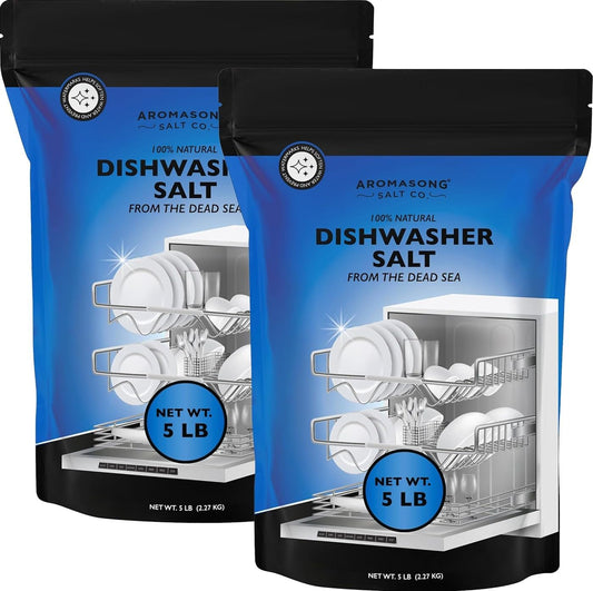 10 LB Aromasong Dishwasher Salt - Natural Water Softener for Cleaner Dishes - Compatible with Bosch, Miele, Whirlpool & More