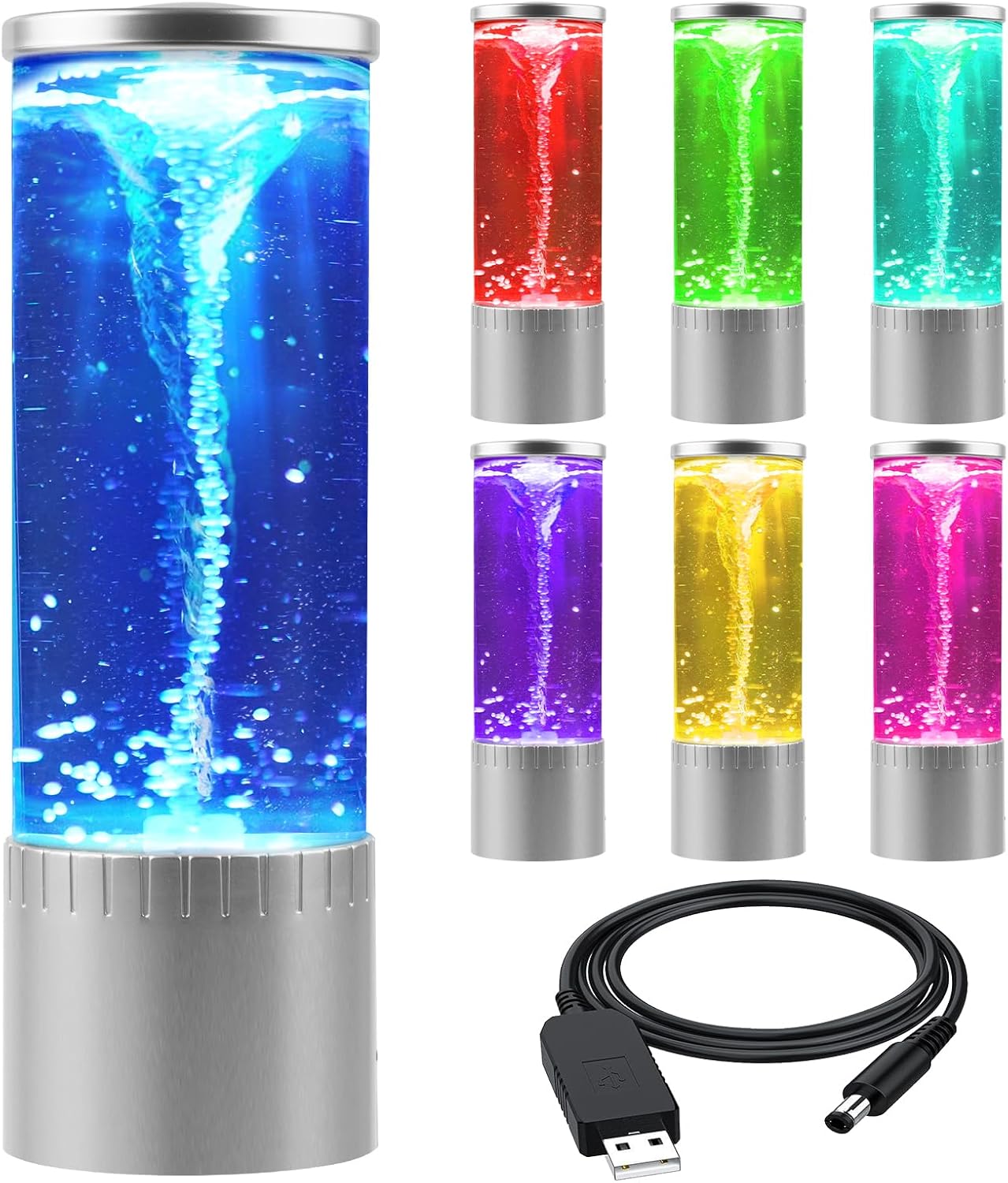 10" LED Color Changing Tornado Lamp - Nature-Inspired Night Light, USB Powered Gift for All Ages, Perfect for Holidays & Birthdays