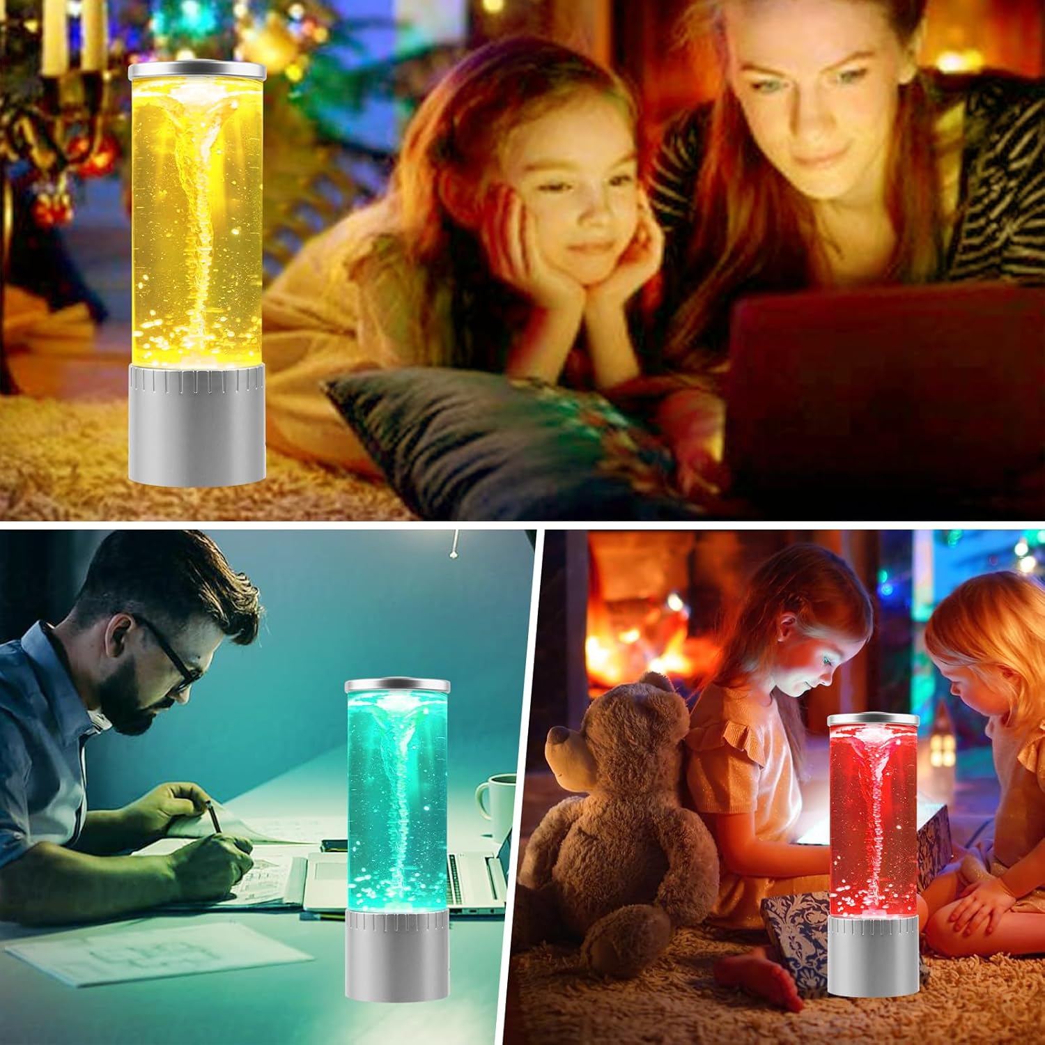 10" LED Color Changing Tornado Lamp - Nature-Inspired Night Light, USB Powered Gift for All Ages, Perfect for Holidays & Birthdays
