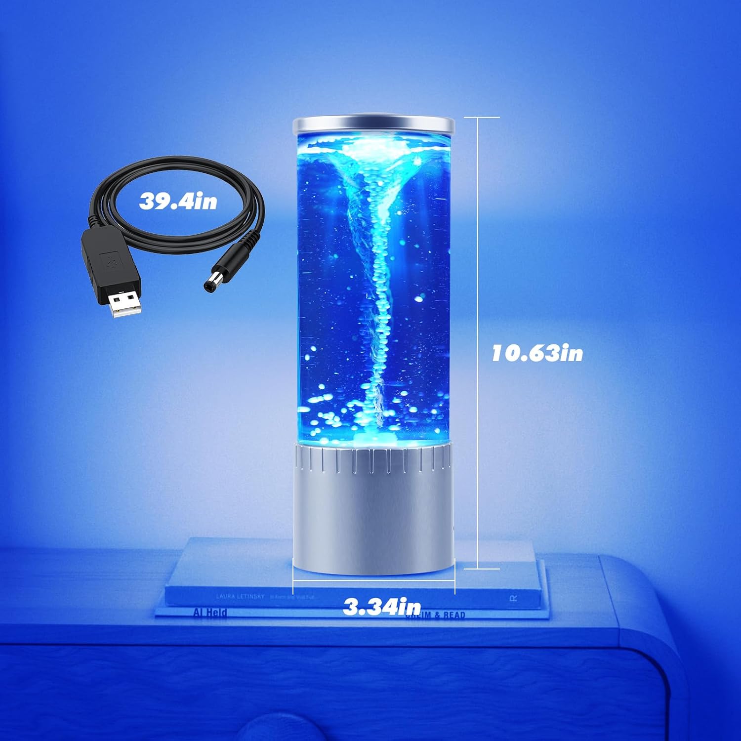10" LED Color Changing Tornado Lamp - Nature-Inspired Night Light, USB Powered Gift for All Ages, Perfect for Holidays & Birthdays