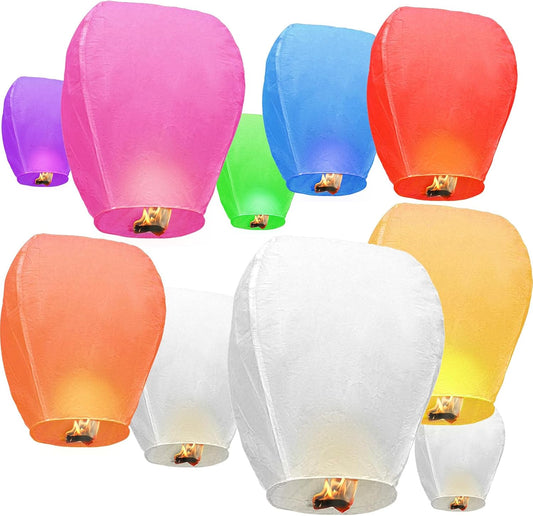 10 Multicolour Chinese Paper Lanterns for Traditional Festivals - Pack of 10