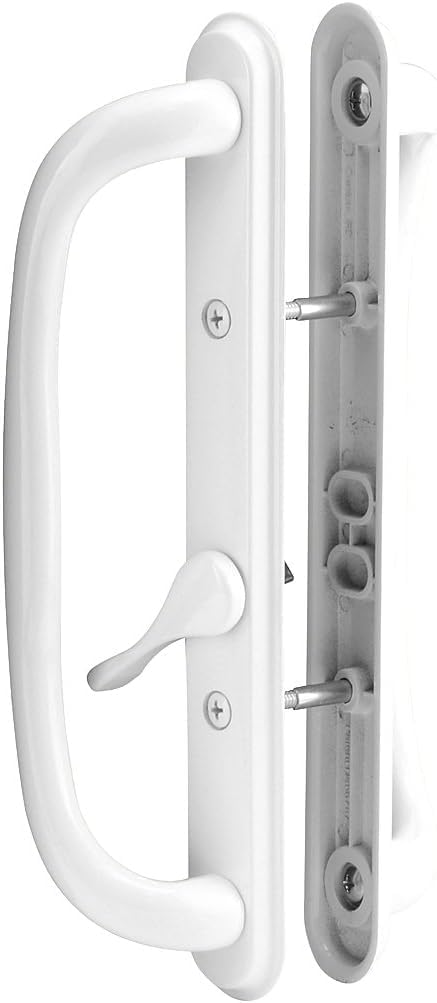 10" Olympus Sliding Patio Glass Door Offset White Pull Handle Set - Non-Keyed Handle Replacement for 3 ¹⁵/₁₆" Hole Spacing, 1-1/4" to 2-1/4" Door Thickness - Easy Fix and Repair for Door Hardware