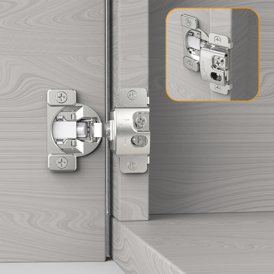 10 Pack 1-1/4" Overlay Soft Close Concealed Hinges for Face Frame Doors - 105° Open Angle, Stainless Steel, Satin Nickel