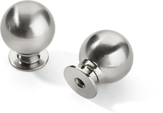 10 Pack 1 Inch Vintage Ball Brushed Nickel Cabinet Knobs - Satin Nickel Drawer Pulls for Kitchen Cabinets