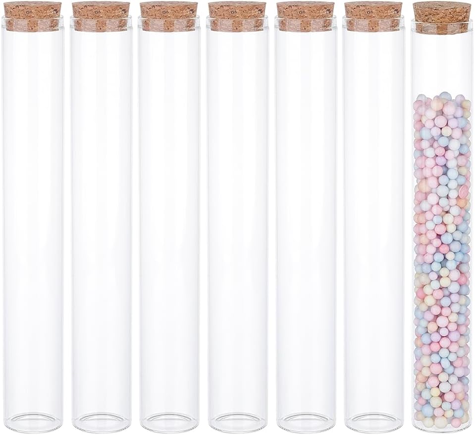 10 Pack 110ml Glass Test Tubes with Cork Stoppers - Mini Clear Glass Bottles for Party Favors, Candy, Spices, Beads