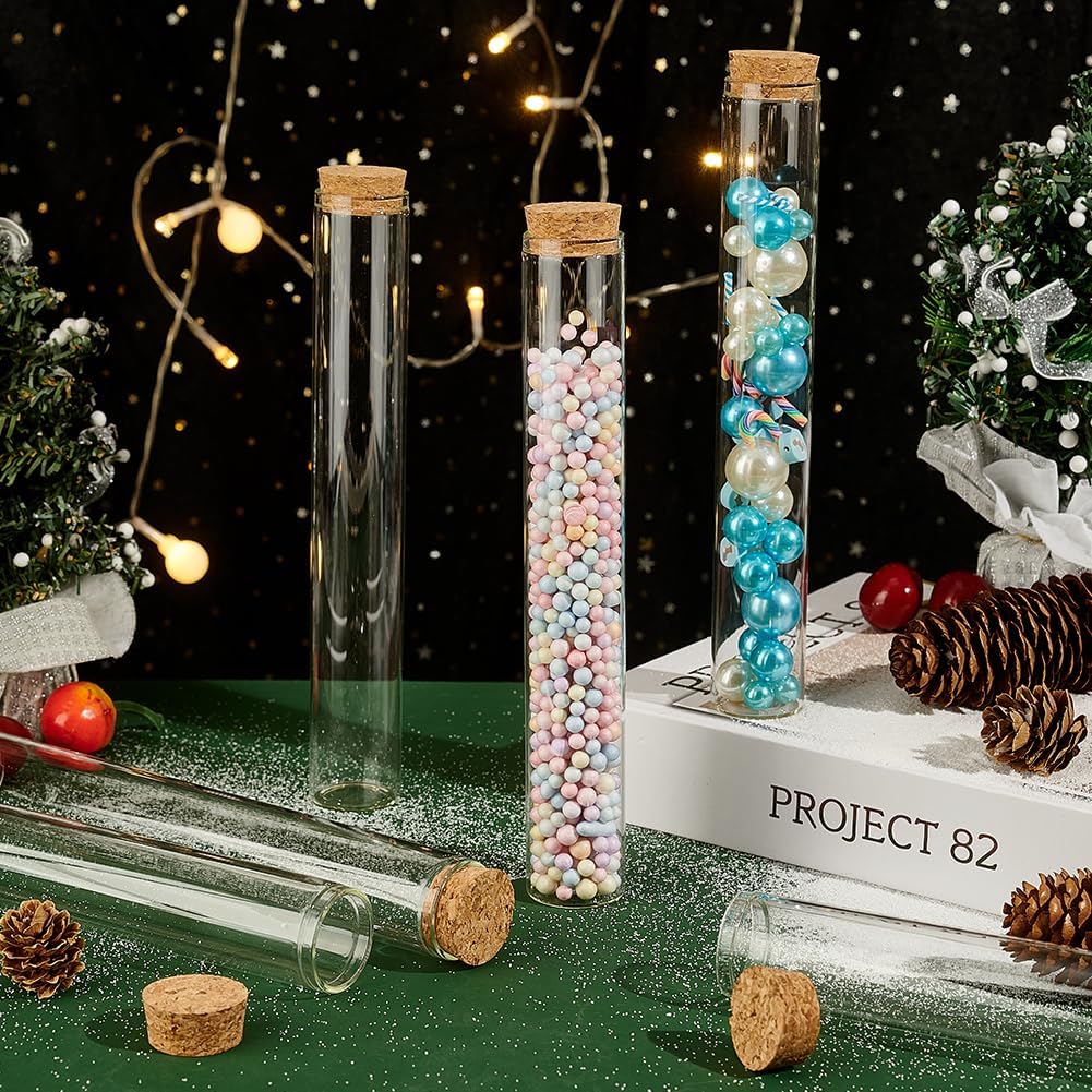 10 Pack 110ml Glass Test Tubes with Cork Stoppers - Mini Clear Glass Bottles for Party Favors, Candy, Spices, Beads